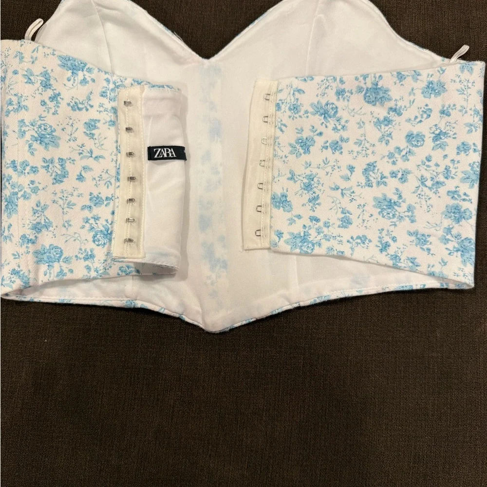 Zara Blue Floral Corset Crop Top - Picture 5 of 5
